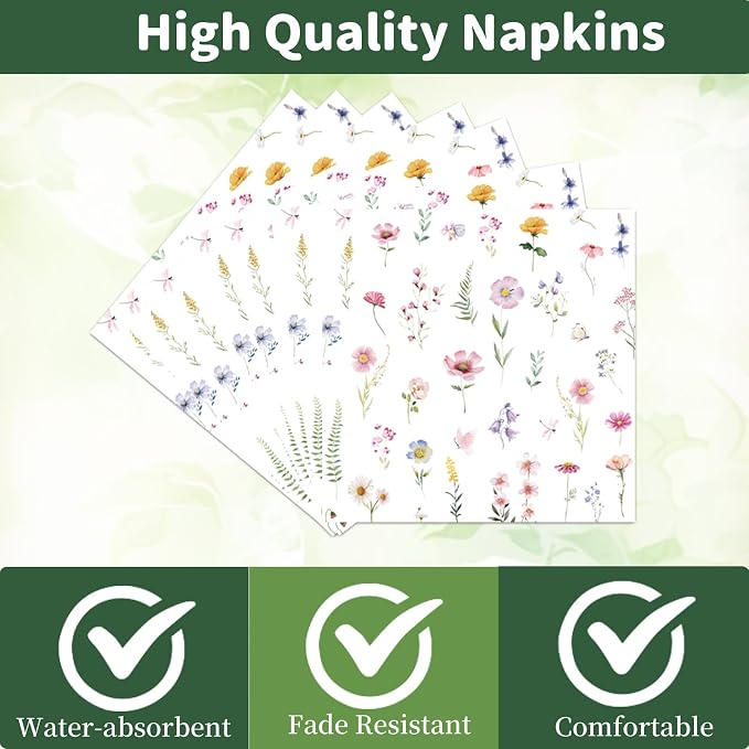 Rakuto Wildflower 1st Birthday Decorations Supplies, Disposable Floral Paety - Image 3