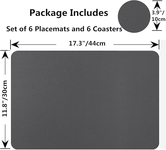 Placemats Set of 6, Faux Leather Place Mats - Image 2