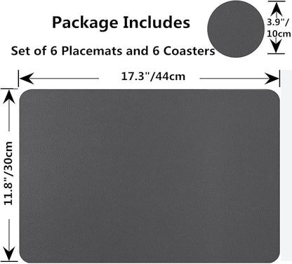 Placemats Set of 6, Faux Leather Place Mats - Image 2