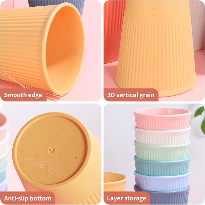 Wheat Straw Cups, Unbreakable Drinking Cup Dishwasher Safe Water Glasses - Image 3
