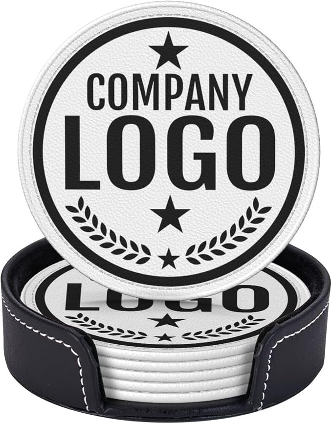 Custom Leather Coasters with Logo by Handmade
