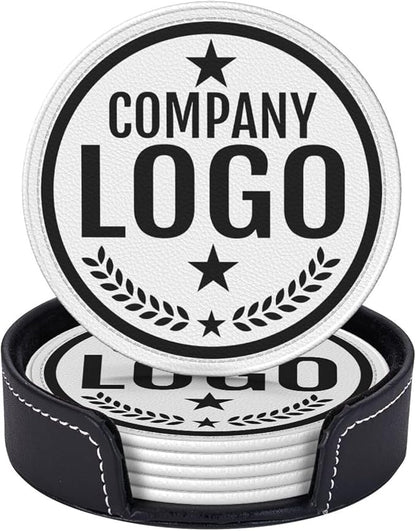 Custom Leather Coasters with Logo by Handmade