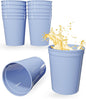PartyPrints 10 Pack 16 oz Placid Blue Reusable Blank Plastic Cups, Stadium Cups by PartyPrints