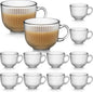 12 Pack Glass Coffee Mugs with Handles, 12 Ounces Glass Breakfast Mugs Bulk by Unknown