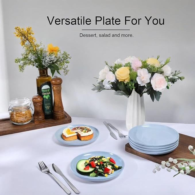 Webbylee Melamine Dessert Plates Set of 6-7.5" Serving Durable Dishes Perfect - Image 5