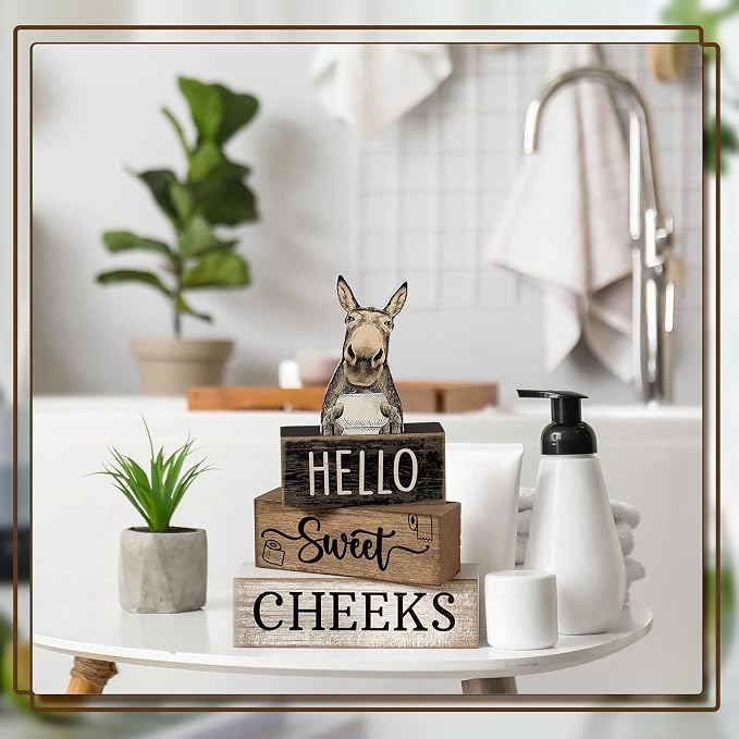Moucuny 4 Pcs Donkey Bathroom Decor Set Farmhouse Bathroom Decor and - Image 7