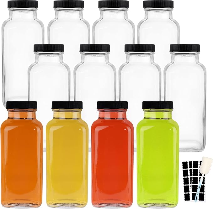HINGWAH 12 OZ Glass Drink Bottles, Kombucha and More by HINGWAH
