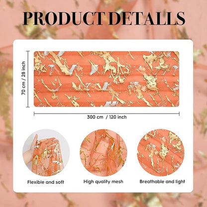 Artoid Mode Marble Pattern Orange Gauze Table Runner 10FT, Glitter Metallic - Image 7
