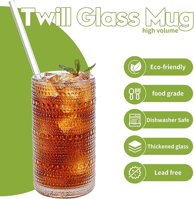 16oz Clear Hobnail Drinking Glasses - Image 7