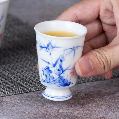 KAMMAK Ceramic Tea Cups Set of 4, 1.5 oz, Vintage Small Teacups, 730N | Hand - Image 3
