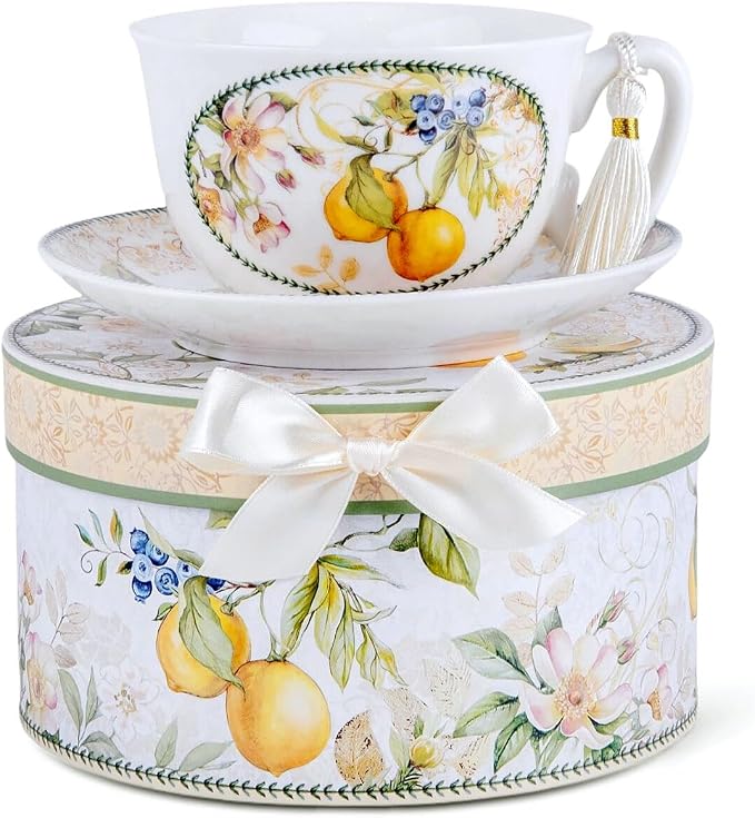 STP GOODS Bone China Tea/Coffee Cup and Saucer in Gift Box Fine Bone China by STP-Goods