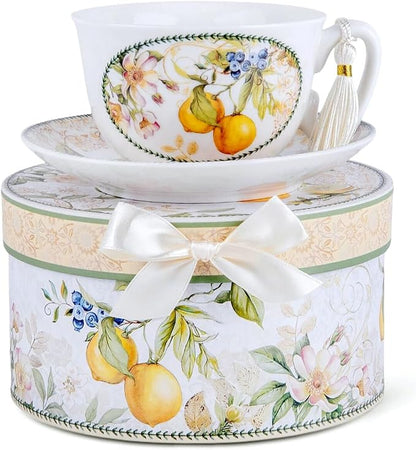 STP GOODS Bone China Tea/Coffee Cup and Saucer in Gift Box Fine Bone China by STP-Goods