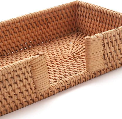 Rattan Napkin Holder Rectangle, 9.5" x 5.5" x 2", Wicker Napkin Tray, Woven - Image 8
