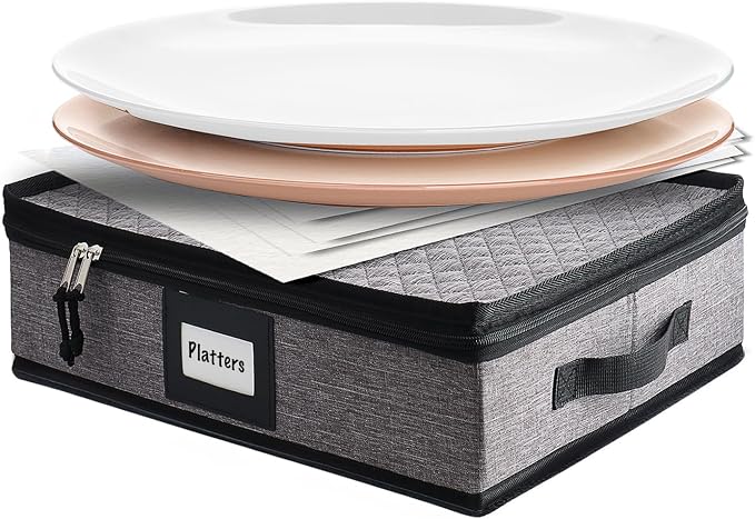 Platter Storage Case – Fine China Storage Containers Hard Shell, Quilted and by HearthHarbor