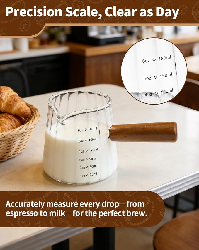 2 Pack Espresso Measuring Cup, 6oz Borosilicate Glass Espresso Cups - Image 4