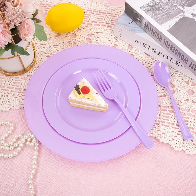 KIRE 150 PCS Purple Plastic Plates - Image 10
