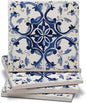 Thirstystone Blue & White Floral 4 Pack Tumbled Tile Stone Coasters | 4" Square by CounterArt