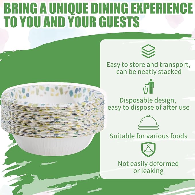 30 Count 8oz Paper Bowls, Disposable Bowls Microwaveable, Soak Proof and Cut - Image 6