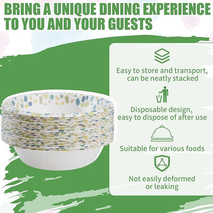 30 Count 8oz Paper Bowls, Disposable Bowls Microwaveable, Soak Proof and Cut - Image 6