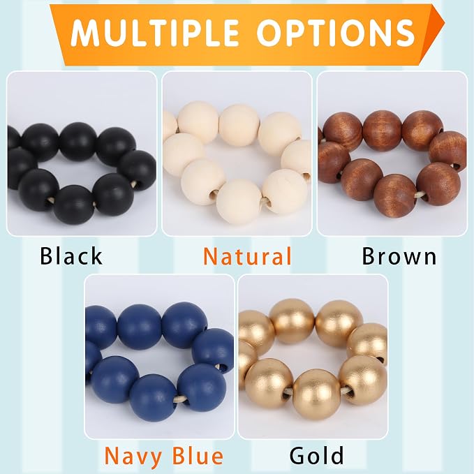 Meplait 6 Pack Wooden Bead Napkin Rings, Boho Farmhouse Table Decor, - Image 5