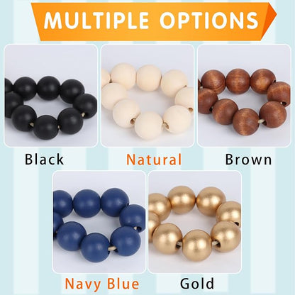 Meplait 6 Pack Wooden Bead Napkin Rings, Boho Farmhouse Table Decor, - Image 5