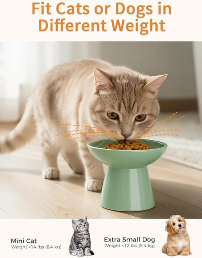 LoeJan Elevated Cat Food and Water Bowls Set, Extra Wide and Raised Ceramic - Image 6