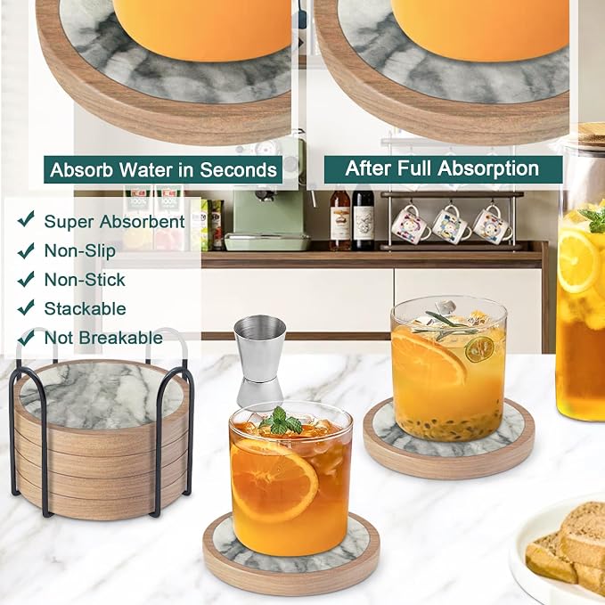 6 Pack Absorbent Coasters Set - Image 2