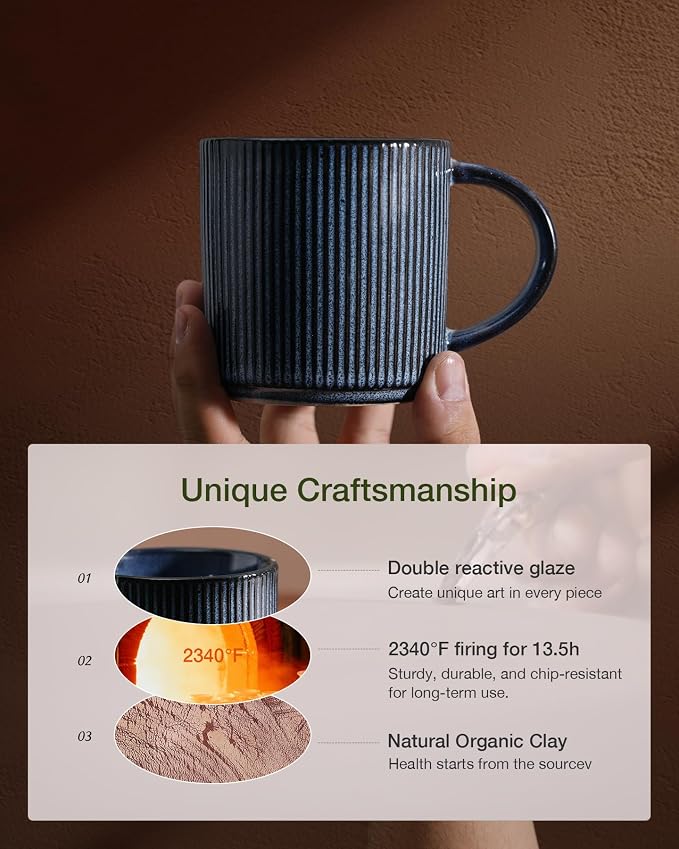 famiware Coffee Mug Set for 8, Star 12 oz Catering Mugs Cup Set - Image 6