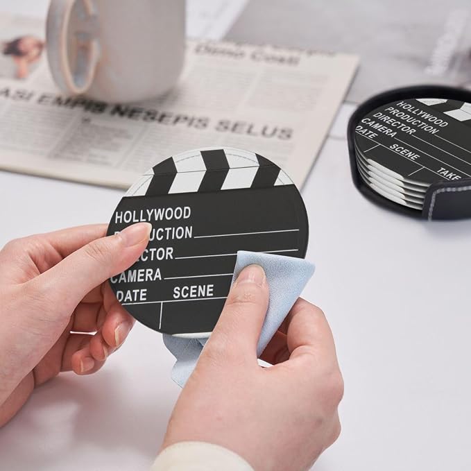 Movie Cinema Lapper Board Drinking Coasters PU Leather Coaster - Image 6