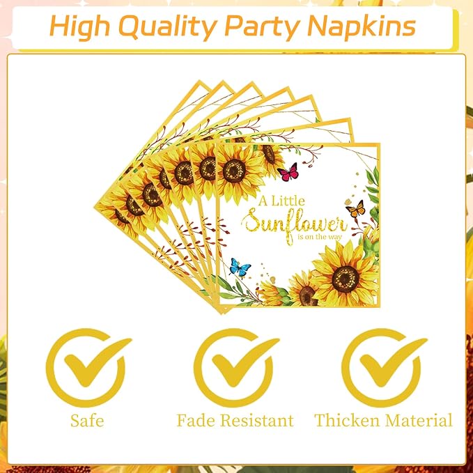 Rakuto Sunflower Baby Shower Decorations Supplies, A little Sunflower is on the - Image 3