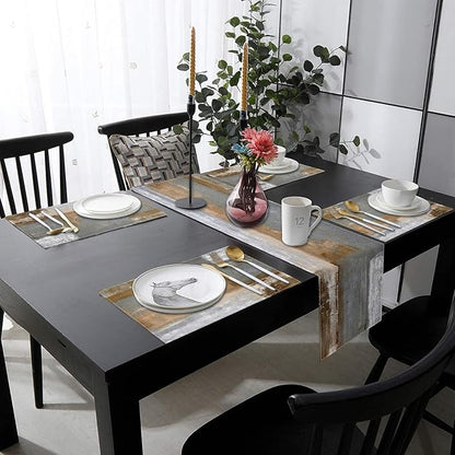 Emvency Table Runner and Placemats Set of 6, Abstract Modern | Painting - Image 5