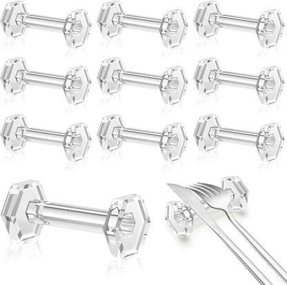 10 Pcs Crystal Acrylic Dumbbell Cutlery Holder Gift Set High Transparent Knife by SiliFine