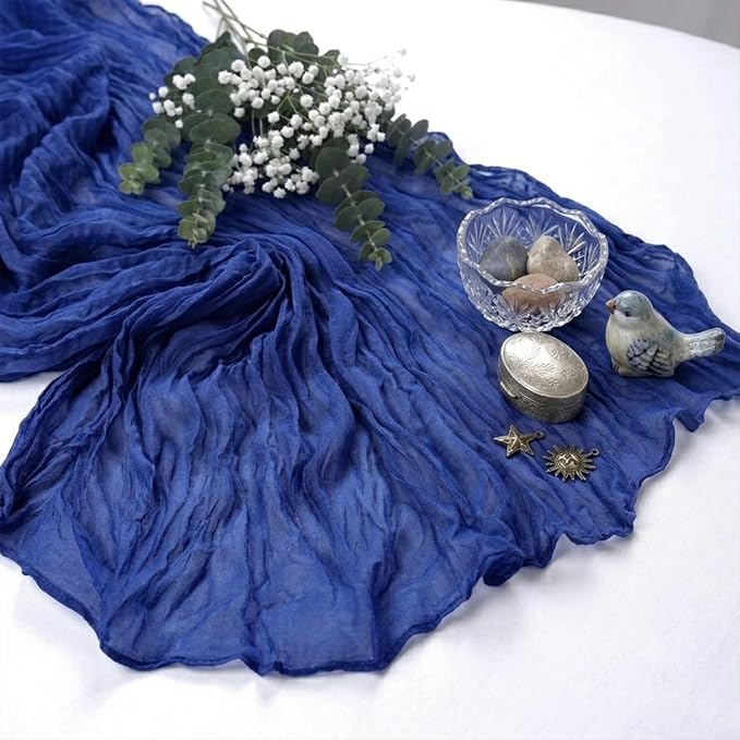 10 Pack Royal Blue Cheesecloth Table Runner 9FT Boho Gauze Fabric Table Runner - Image 6