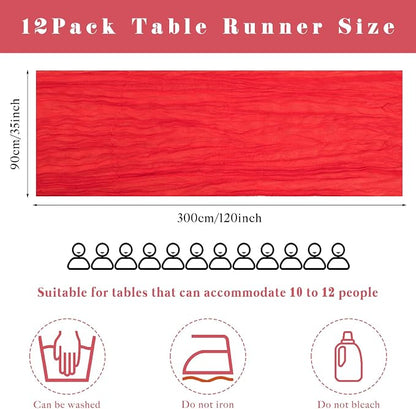 Red 12 Pieces 35 x 120 Inches Long Cheesecloth Table Runner Gauze Fabric 10Ft - Image 3