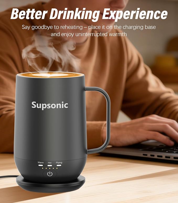 Supsonic - 16oz Self Heating Coffee Mug, Smart Heated Coffee Mug Faster - Image 4