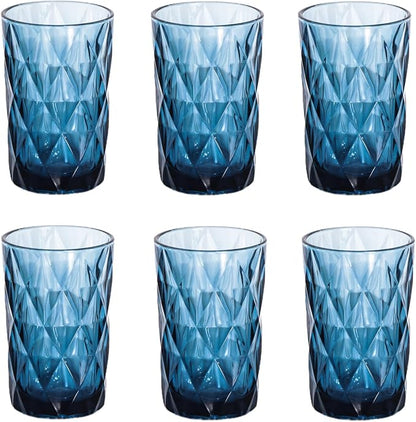 Bandesun Drinking Glass set of 6 Modern Glassware Diamond Pattern Tumbler by Bandesun