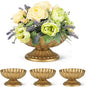 Set of 4, 7'' Wide 3.94'' High Distressed Gold Compote Pedestal Vases, Vintage Antique Urn Gold Flower vases for Centerpieces, Metal Compote Bowl Vase for Wedding Centerpieces