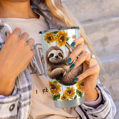 SANDJEST Sloth Tumbler 20oz Stainless Steel Insulated Coffee Travel Mug Cup - Image 6