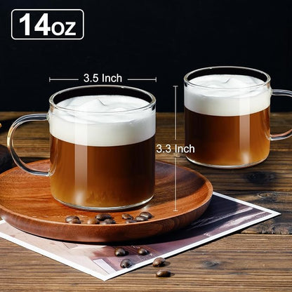 PARACITY Glass Mug Set of 2, 14.2 fl oz Clear Coffee Cups - Image 2