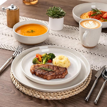 AmorArc Dinnerware Sets for 6, 24 Pieces Ceramic Plates and Bowls Set | Scratch - Image 5