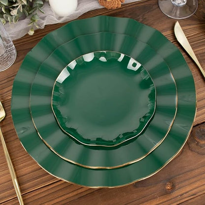 Efavormart 10 Pack | Hunter Emerald Green 6" Round Plastic Dessert Salad Plates by efavormart