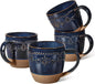 Artena Ceramic Coffee Mugs Set of 4, 16oz Embossed Large Latte Mugs Coffee Cups by Artena