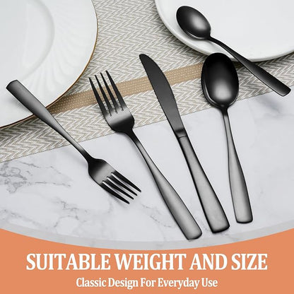20 Pcs Black Silverware Set, Food-Grade Stainless Steel Flatware Set - Image 7