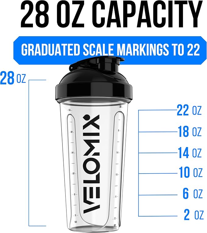 VELOMIX 2 Pack 28oz Protein Shaker Bottle - Image 3