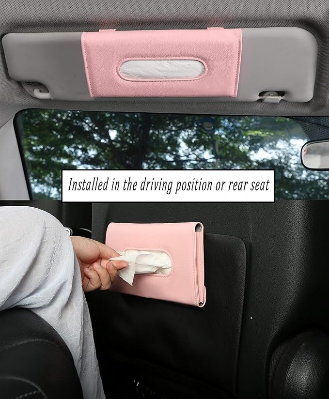 Carstuus Pink Sun Visor Car Tissue Holder, Cute Car Accessories - Image 6