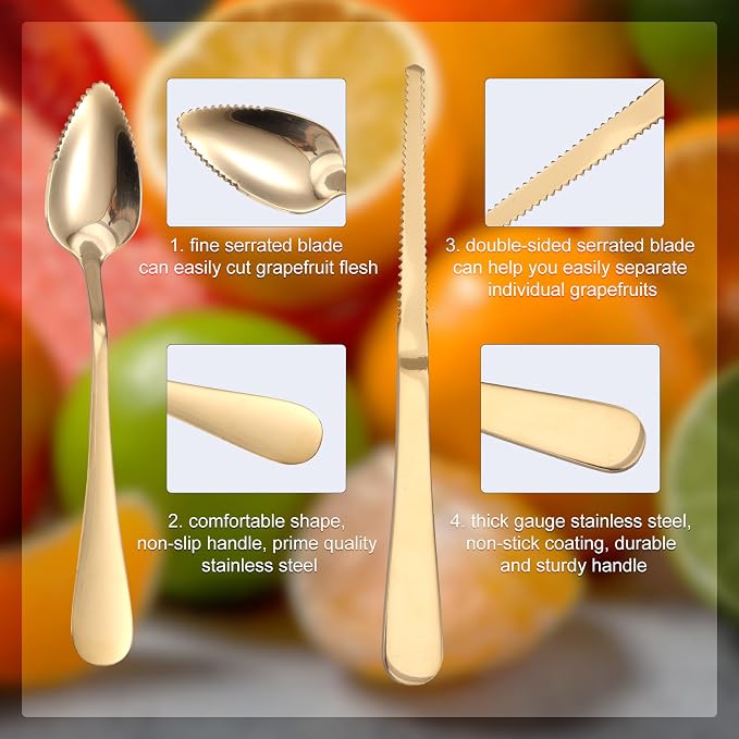 3pcs Serrated Grapefruit Spoons and Knife Set, Stainless Steel Grapefruit - Image 4