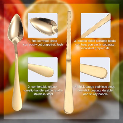 3pcs Serrated Grapefruit Spoons and Knife Set, Stainless Steel Grapefruit - Image 4