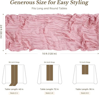10 Pack Dusty Pink Cheesecloth Gauze Table Runners, 35x120 Inch | Extra Wide - Image 4