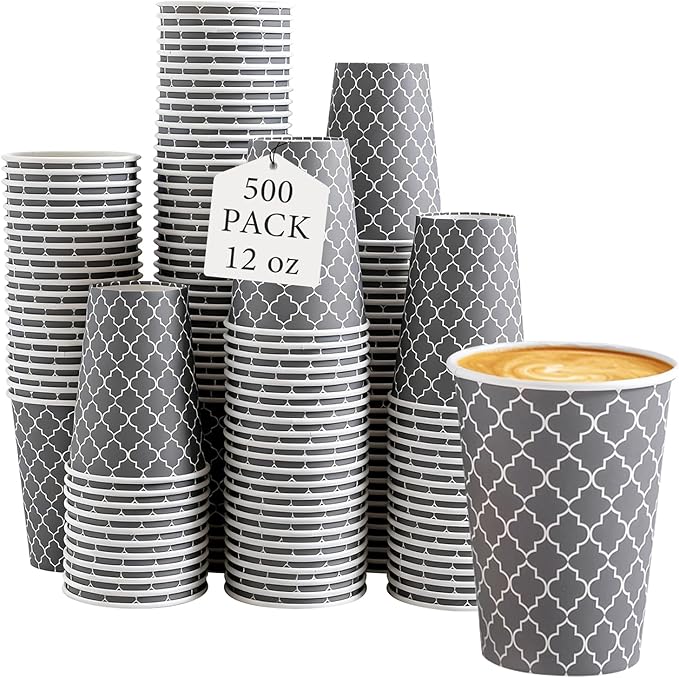 Lamosi Coffee Cups 12 oz 500 Pack, Disposable Paper Coffee Cups, Hot Cups | by BuyNow