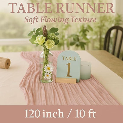 10FT Dusty Pink Cheesecloth Table Runner – 120 Inch Blush Gauze Table Decor - Image 2